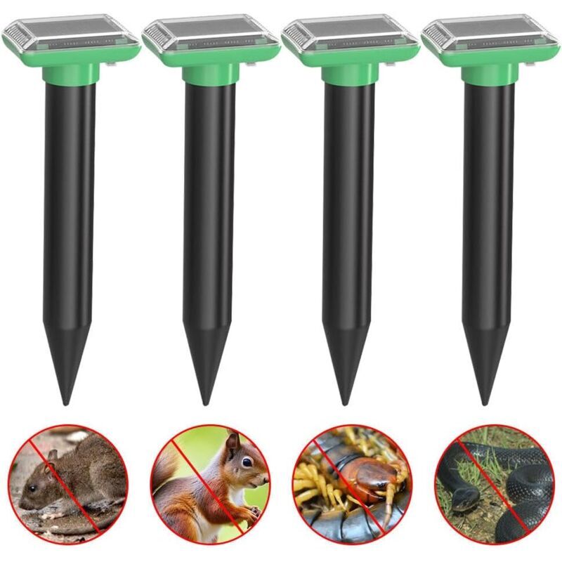 SNQ - Anti Taupe Solaire, 4 Pièces Repulsif Taupe, Taupe Ultrason Solaire, Répulsif Serpent, Contre Les Taupes, Répulsif Solaire Contre pour Taupes,