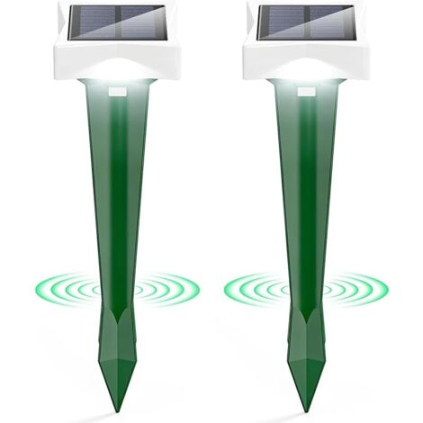 Anti Taupe Solaire avec LED et 3 Modes, 2/4 pièce Piege A Taupe pour Jardin, Large portée et Protection Contre l'eau Repulsifs Ultrasons pour Taupes, Rats, Serpents