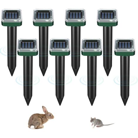 Anti Taupe Solaire Vibration et Ultrasons, 8 Pièces Repulsif Taupe Ultrason Solaire (quadrilatère)