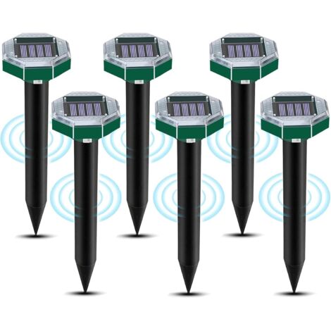 Anti Taupe Solaire Vibration et Ultrasons,6 Pièces Repulsif Taupe Ultrason Solaire,Repousse Les Taupes et Autres Rongeurs pour Le Jardin et Les Pelouses