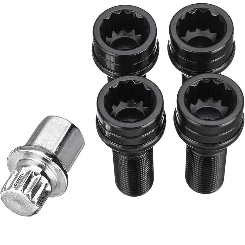 Anti-theft Wheel Bolts M14 x 1.25 Black Nut + Key Compatible with bmw Mini R54 R55 R56 R57 R58 R59 R60 F55 F56 F57 Compatible with bmw 1 2 3 4 5 6 7