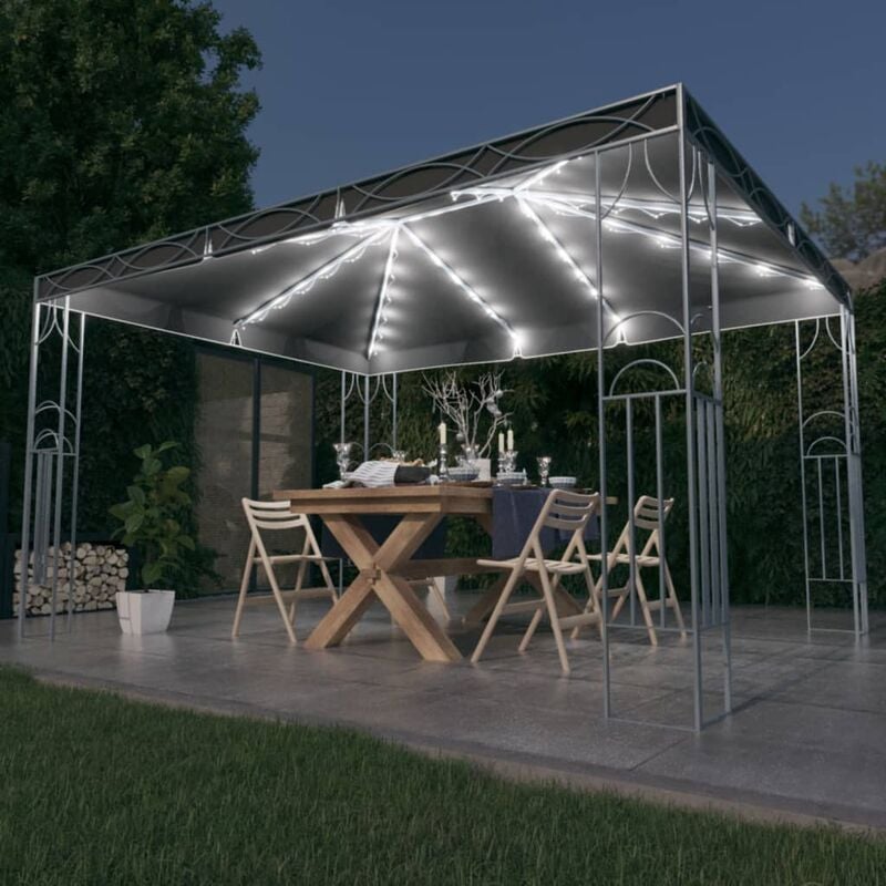 Jinlefu - fimei Tonnelle avec guirlande lumineuse à led 400x300 cm Anthracite