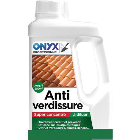 Anti verdissure super concentré à diluer murs toitures terrasses Onyx - Bidon 1 l - Incolore à légèrement jaune