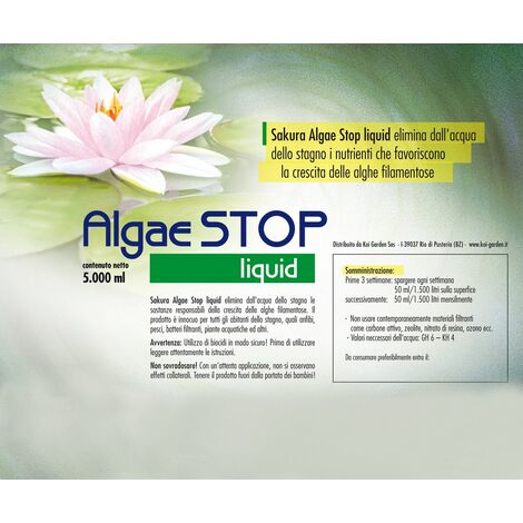 GENKI4KOI NATURAL FOOD Antialghe laghetto Sakura Algae STOP Liquid 5.000 ml