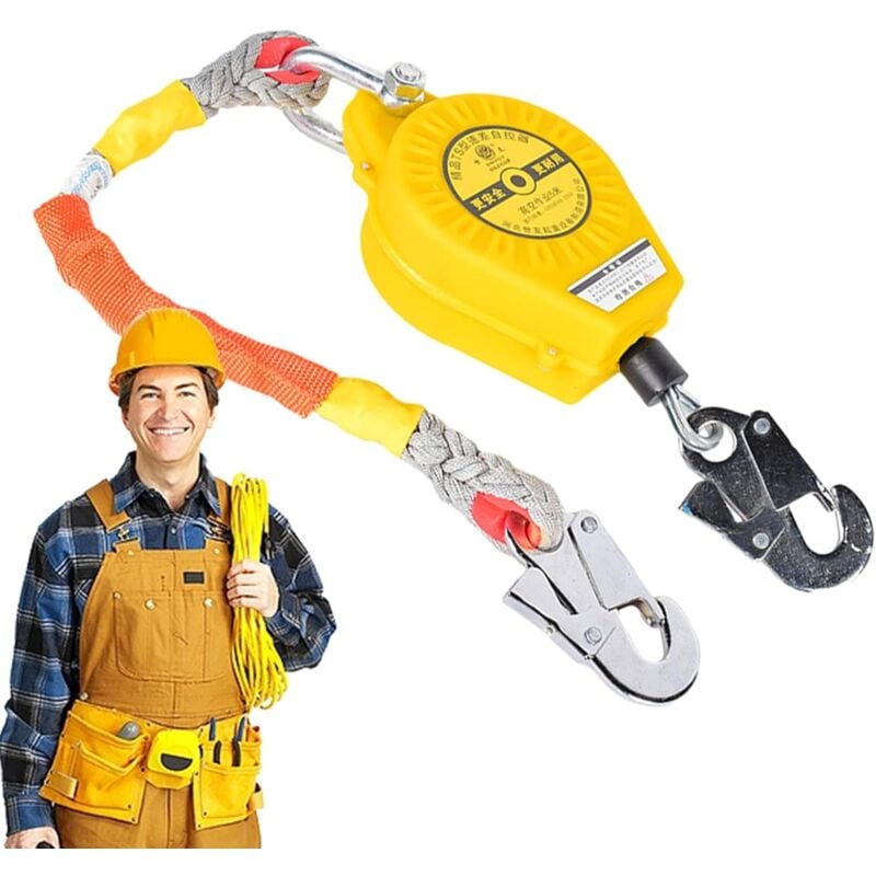 Antichute a Rappel Automatique, Dispositif Anti-Chute Rétractable pour Connecter Harnais de Securite, 10M