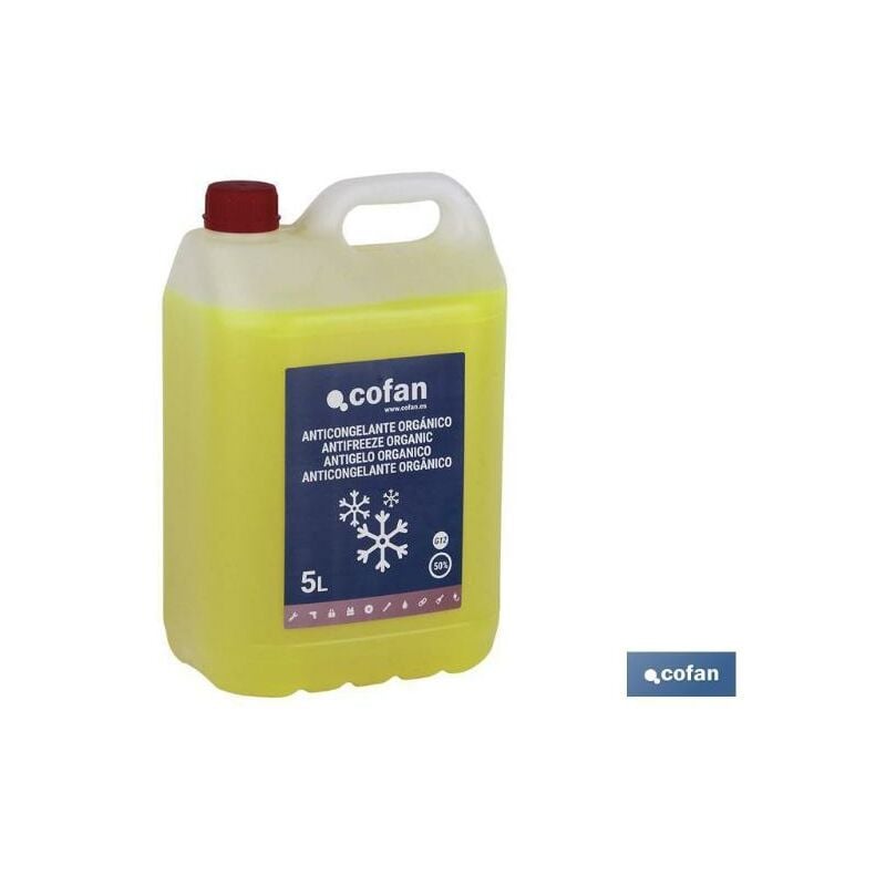 Anticongelante g-12 50% orgánico amarillo 5 l , Anticongelante 50% orgánico. Formulación orgánica. Protege el circuito de refrigeración del motor de