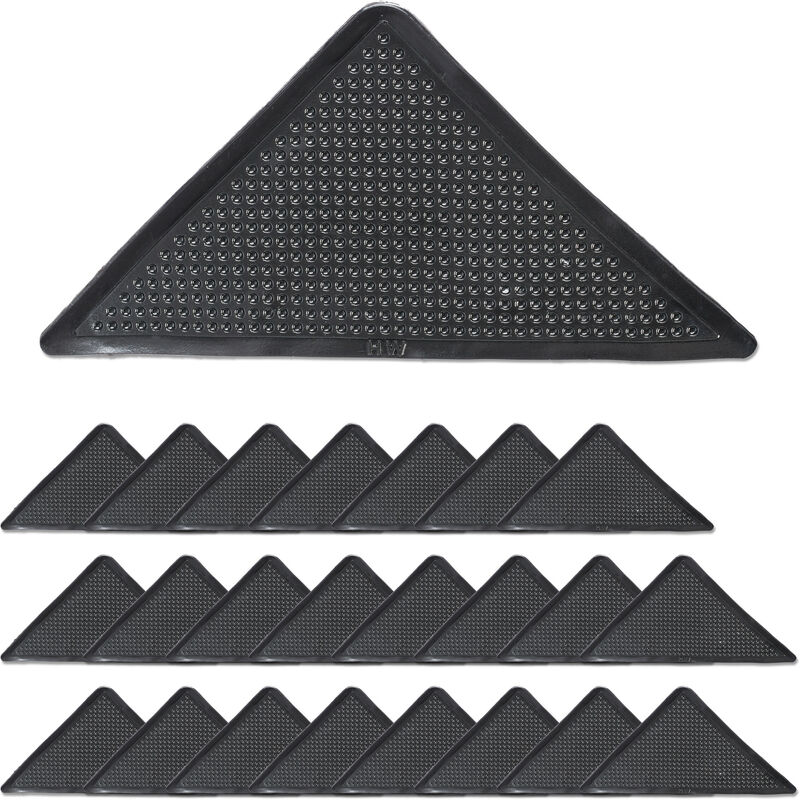 Relaxdays Antidérapant tapis, bandes autoadhésives, 24 pièces, pour carrelage, parquet, stratifié, anti-glisse, noir