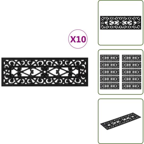 Antideslizante - vidaXL Alfombrillas de escalera de goma 10 uds goma 25x75 cm - Escaleras exteriores