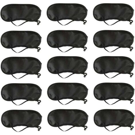 Antifaz suave para dormir con almohadilla nasal, negro (paquete de 15)