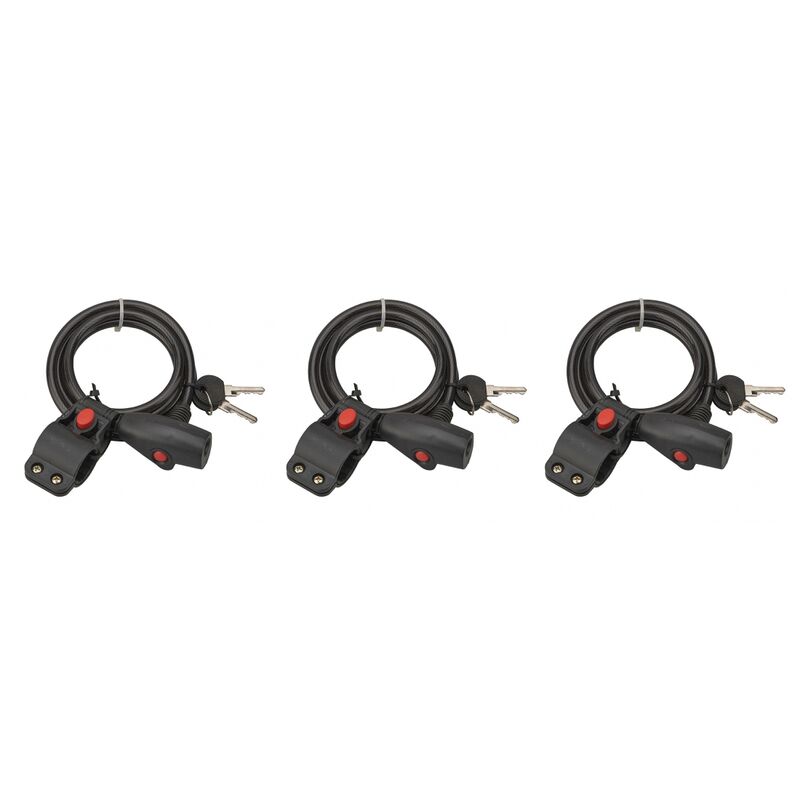 Image of Set di 3 antifurto a chiave Twisty, cavo d'acciaio, bicicletta, 8mmx1,5m, 2 chiavi Thirard