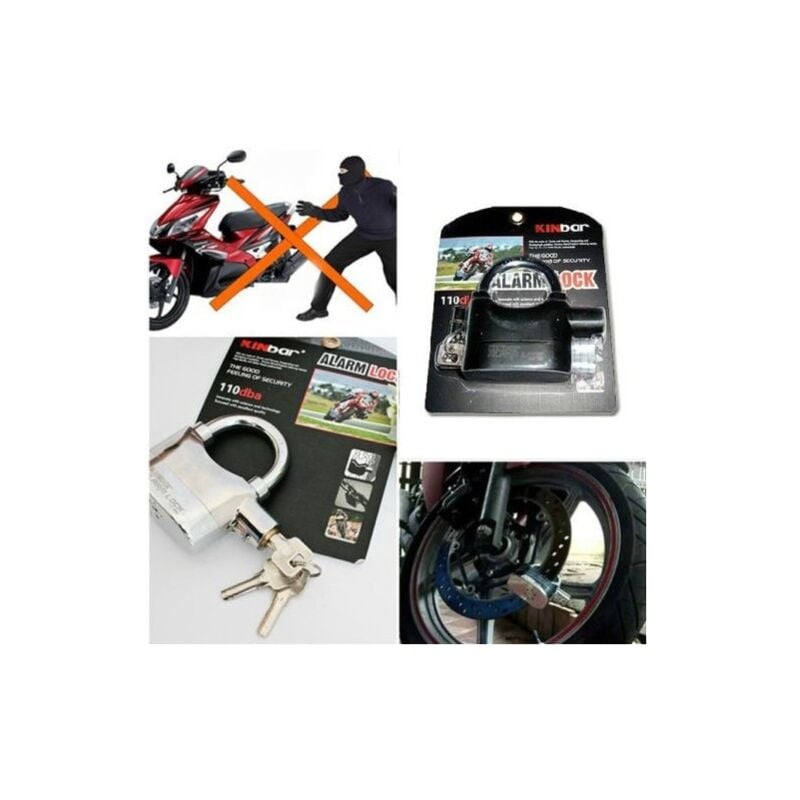Image of Trade Shop Traesio - Trade Shop - Antifurto Bloccadisco Con Allarme Sonoro Per Moto Scooter Lucchetto Bloccadischi
