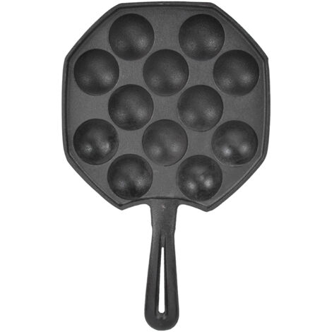 Antihaftbeschichtete 12-Loch-Gusseisen-Fleischbällchenpfanne, für Fleischbällchen und Pfannkuchen, ideal für die Familienküche.