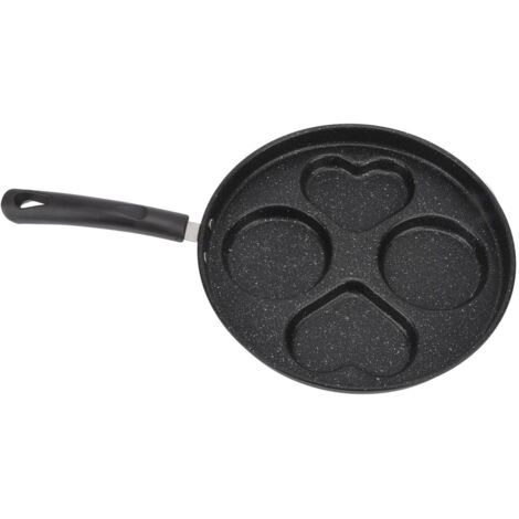 Antihaftbeschichtete Eierpfanne mit 4 Mulden, gleichmäßige Hitzeverteilung, Gusseisen, perfekt für Pfannkuchen, Speck und Burger