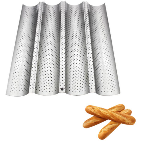 Antihaftbeschichtete, perforierte Brotbackform zum Backen von Baguettes und Toast
