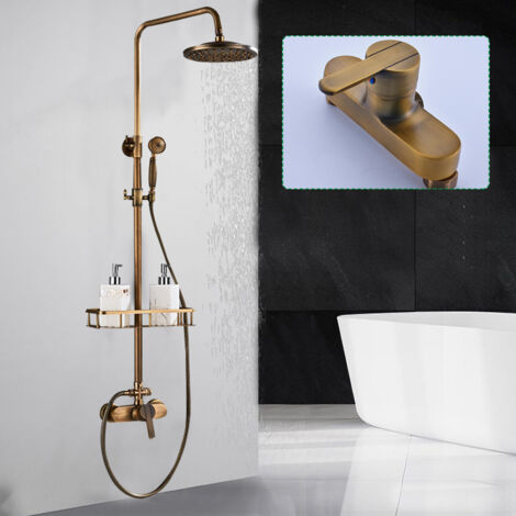 Antik Messing Duscharmatur Retro Duschset Regendusche Handbrause Bad Duschsystem