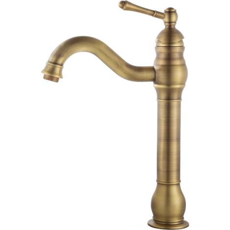 Antik Messing Robinet de Salle de Bain, Hoch Bad Wasserhahn Einhebel Mischbatterie Waschbecken Armatur 360 Schwenkbar Waschtischbatterie fur Badezimmer