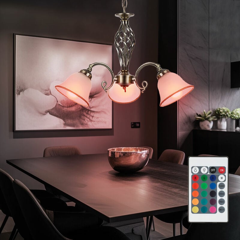 Etc-shop - Pendel Luster Hänge Kronleuchter Fernbedienung Beleuchtung dimmbar im Set inkl RGB LED Leuchtmittel