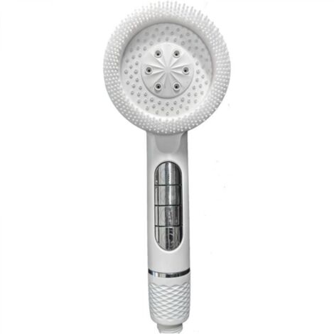 Antikalk-Duschkopf, wassersparend, Hochdruck, mit Filterfunktion, 3+1 Strahlarten, wassersparende Massagefunktion, Sofortabschaltung, tragbarer Duschkopf mit Filter, weiß.