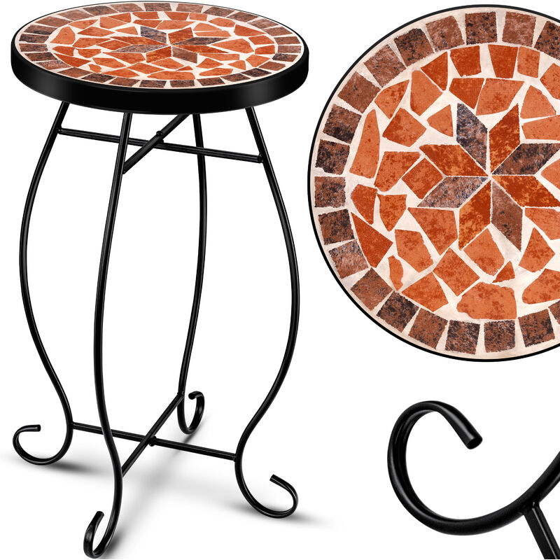 Kesser - table mosaïque tables de bistrot tabouret à fleurs rond 60 x 34 cm métal mosaïque table d'appoint table de balcon tables de jardin table de