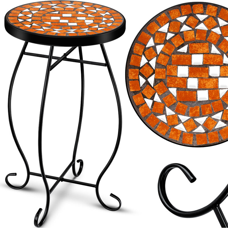 Kesser - table mosaïque tables de bistrot tabouret à fleurs rond 60 x 34 cm métal mosaïque table d'appoint table de balcon tables de jardin table de