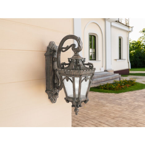 Antike LED Außenwandleuchte hängend Bronzefarbig, Höhe 46cm