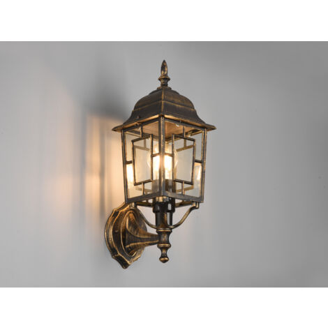 Antike LED Außenwandleuchte Laterne stehend Rostoptik, Höhe 41cm