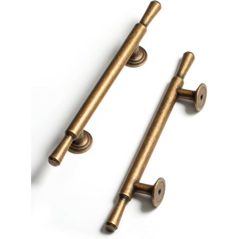 Antike Messing-Möbelgriffe – Vintage-Schubladengriffe mit 96 mm Lochabstand, geeignet für Küche, Bad und andere Möbel Material: Zinklegierung (5er-Set, antikes Messing, 96 mm)