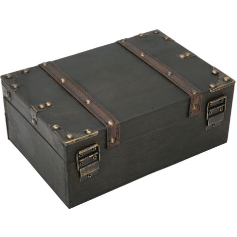 Antike Schmuckschatulle aus Holz für Halsketten, dekorative schwarze Aufbewahrungsbox