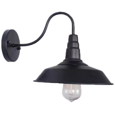 Antike Wandleuchte Außenkuppel Wandlampe Retro Industrie E27 wasserdichte Wandleuchte Rustikale Bronze Scheune Schwarz Runder Schirm Lager Loft Balkon Bodenfläche Außenbereich A