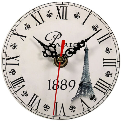 Antike Wanduhr, Vintage-Stil, runde Holzuhr, Dekoration für Zuhause oder Büro (6)