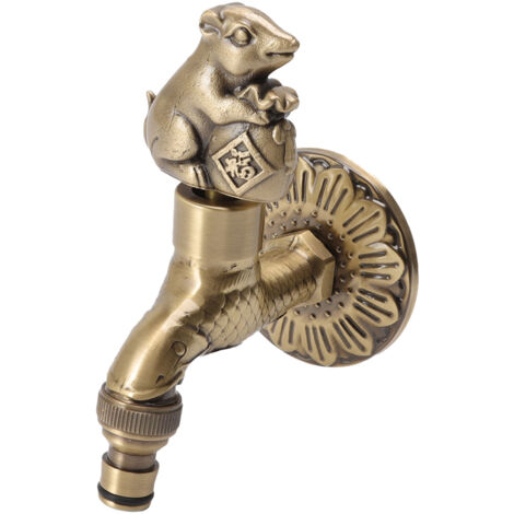 Antiker, geschnitzter Gartenwasserhahn aus Bronze, rostbeständig, G1/2-Anschluss, Retro-Stil