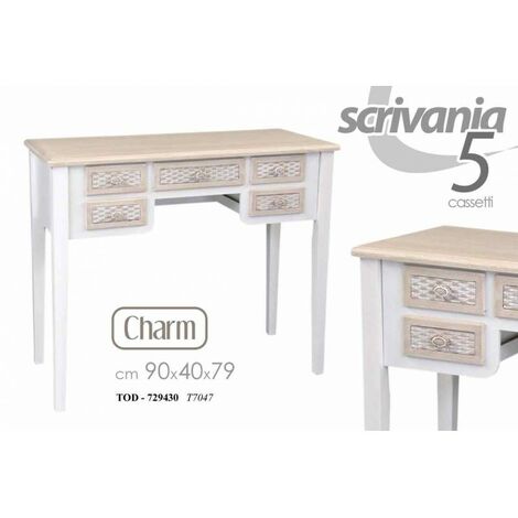 Antiker schäbiger Schreibtisch mit 5 Schubladen cm 90 x 40 x 79 h