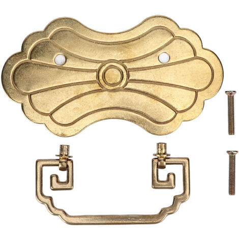 Antiker Schubladengriff aus Messing, 12,8 x 7 cm, Retro-Stil im chinesischen Stil, florales Wohlstandsornament, mit 2 Schrauben für Vintage-Bücherregalmöbel.