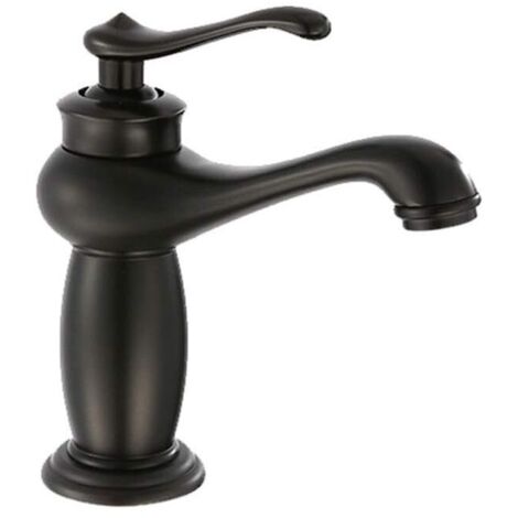 Antiker schwarzer Kupfer-Badezimmer-Küchenhahn, Einloch-Einhand-Kalt-Warmwasser-Mischbatterie, Küchenkanal, Einzelanschluss-Wasserhahn FLITI