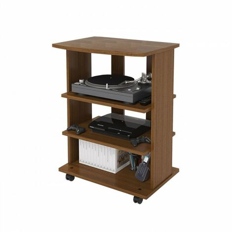 Antiker TV-Wagen aus Walnussholz 2 Regale offen Cm 60x45xH 81