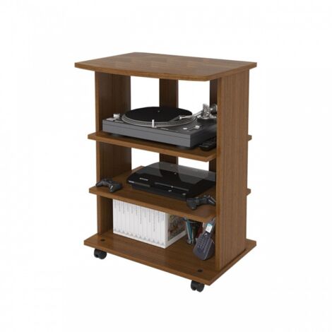 Antiker TV-Wagen aus Walnussholz 2 Regale offen Cm 60x45xH 81