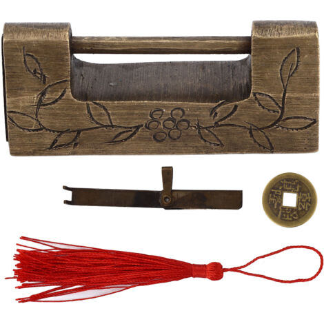 Antikes chinesisches Messingschloss, klassischer Retro-Stil, 5 x 2 cm, für Truhen und Kisten