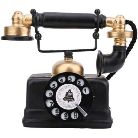 Antikes Festnetztelefon, Retro-Drehknopf, kabelgebunden, altmodisch, als Dekor für Heimbüro, Café, Bar, Ornament-Statue