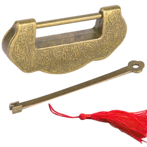 Antikes Türschloss aus Zinklegierung im Retro-Stil der Ming- und Qing-Dynastie mit Bronzequaste