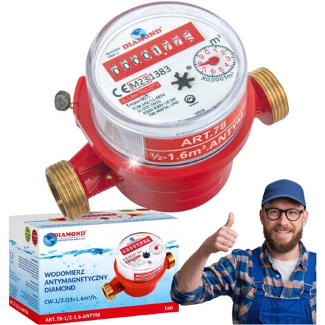 ANTIMAGNETISCHER WASSERZÄHLER 1/2'' 1,6m3 WARMWASSER
