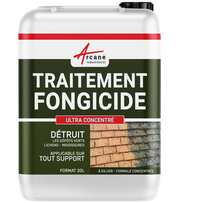 Anti-mousse ultra concentré : Fongicide anti dépôt vert toiture, mur, façade, terrasse, élimine algues et lichens - 20 l Arcane Industries