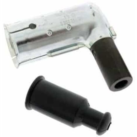 Antiparasite / connecteur de bougie d'allumage universel métallique adaptable sur bougie d'allumage de 21mm pour fil Ø: 7mm.