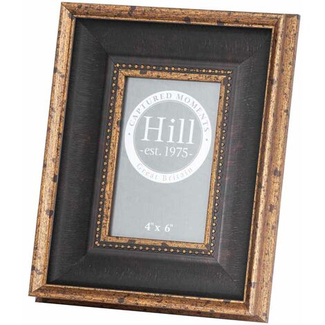 Antique Beaded 4X6 Photo Frame - Wood - L3 x W21 x H26 cm - Black/Gold