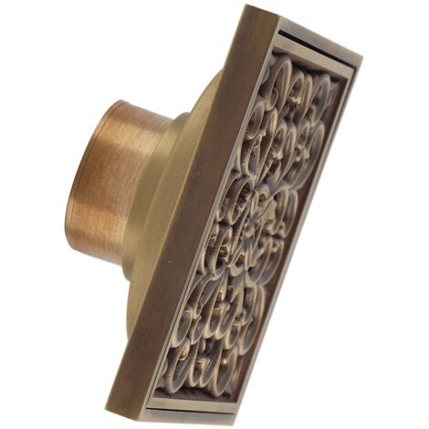 Antique Brass 10cm Shower Floor Drain Bathroom Waste Drain Strainer Cover Grate(1)
