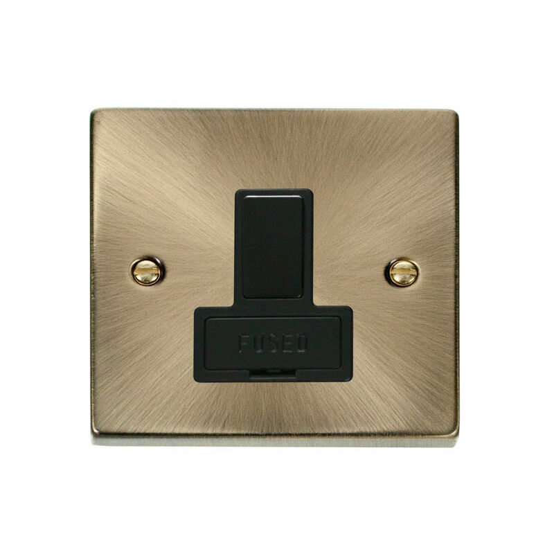 Se Home - Antique Brass 13A Fused Connection Unit Switched - Black Trim