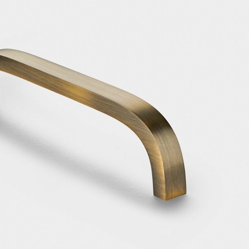 Se Home - Antique Brass Curved Cabinet d Bar Handle - Solid Brass - Hole Centre 96mm