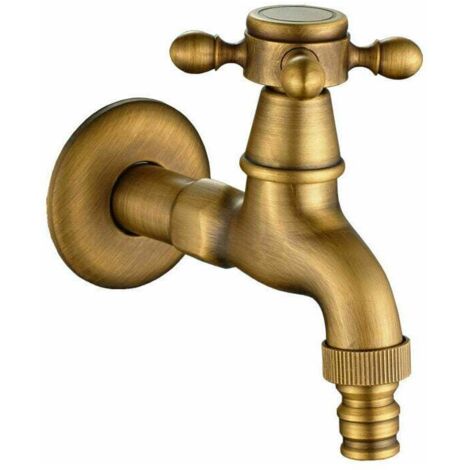 NICEONE Antique Brass Faucet Decorative Garden Outdoor Mixer Washing Machine Tap Vintage Style European Vintage Style Unique Faucet