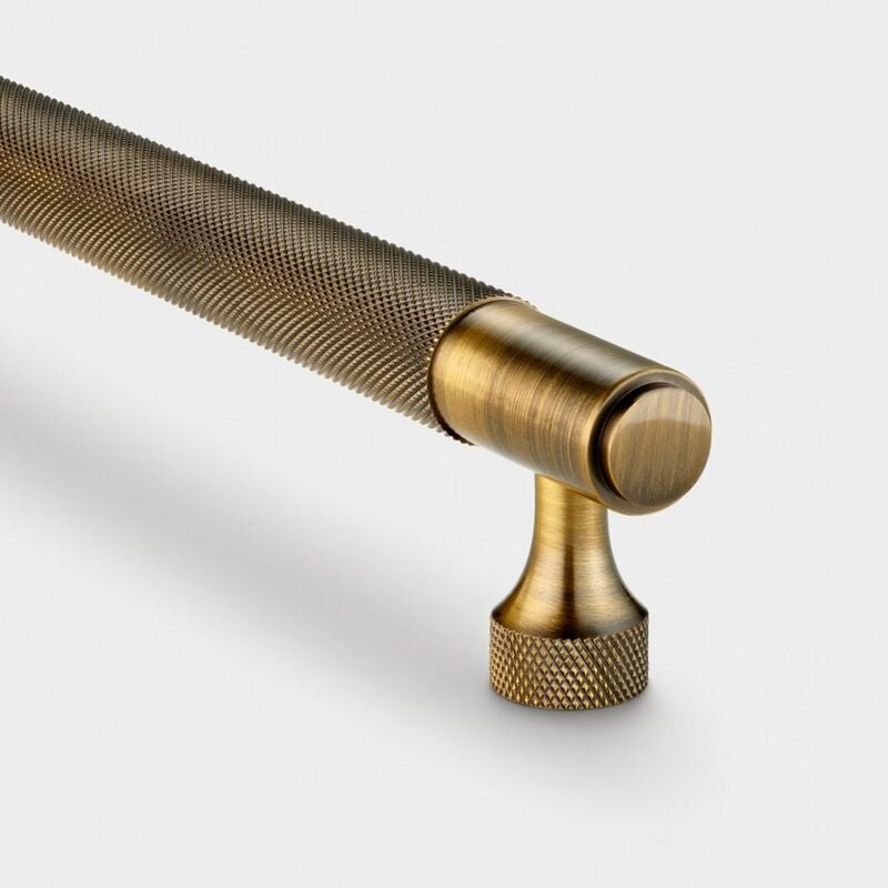 Antique Brass Knurled Cabinet t Bar Handle - Solid Brass - Hole Centre 128mm Se Home