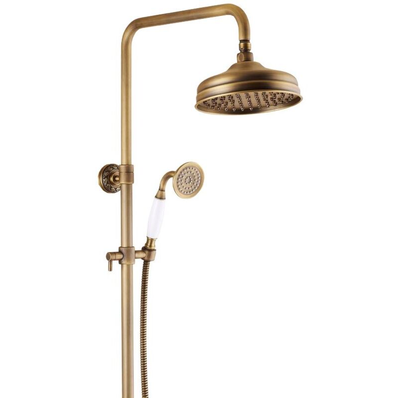 Antique Brass Retro Brushed Bath Shower Mixer Tap Panel Wall Mounted Rainfall