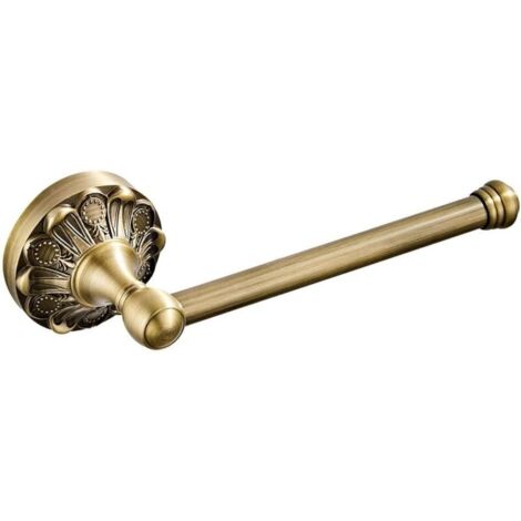 Antique Brass Toilet Paper Holder - 21cm Bar for Bathroom with Storage Brush - Bronze